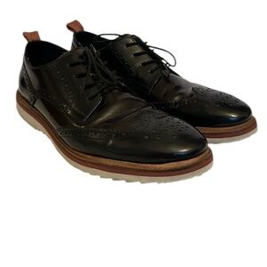 Kenneth Cole "He Pitch-ed it" Black Leather Wingtip Oxford Casual Shoes Men 11.5